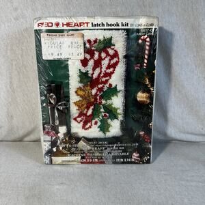 Coats Latch Hook Rug Kit Mistletoe Candy Cane Christmas Vintage Sealed